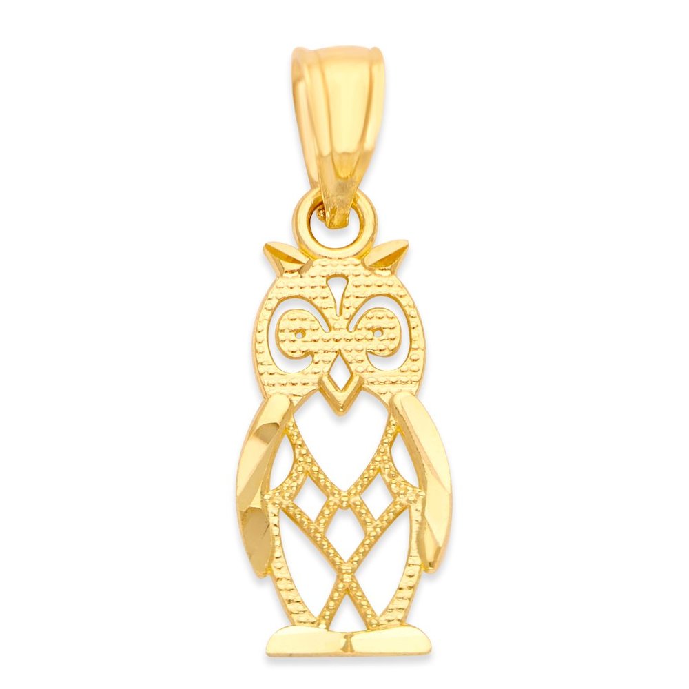 10k Real Solid Gold Owl Pendant Graduation Gifts